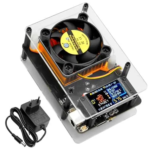 NerdMiner Bitcoin Miner RUIZHI NerdMiner NMaxe Solo 500Gh/S 20 J/TH con BM1366 ASIC Chip Bitcoin Miner Lotterie Mining Miner Solo Lotterie BTC Bitcoin Miner con Enchufe UE Compatible con Nerd Miner
