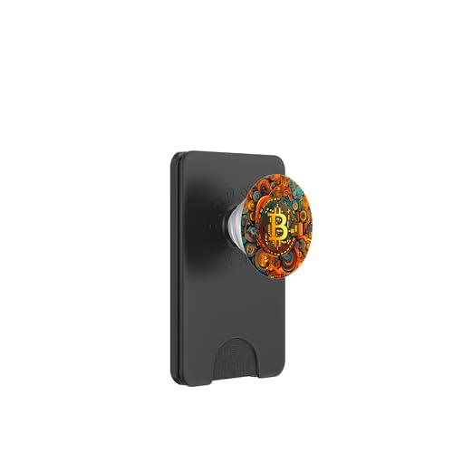 Bitcoin Logo Escudo Antiguo Colorido Historia Grande Gigantesco PopSockets PopWallet para MagSafe