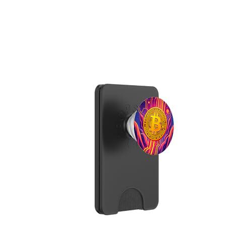 Bitcoin Crypto Colorido Arte Estético PopSockets PopWallet para MagSafe
