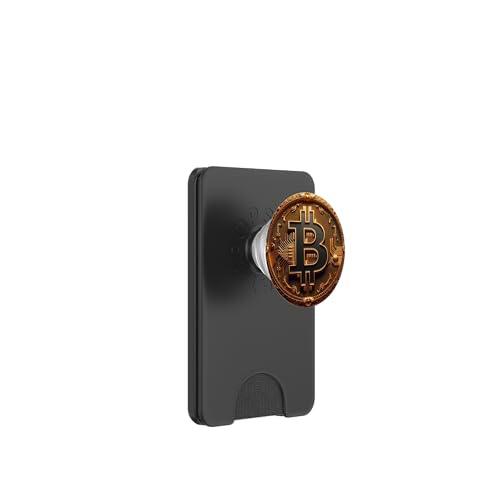 Bitcoin antigua antigua moneda anticuada vintage grande PopSockets PopWallet para MagSafe