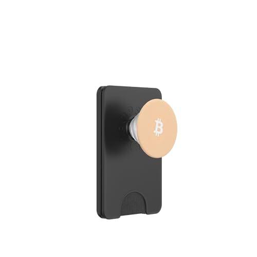 Diseño simple minimalista de criptomonedas de Bitcoin rosa PopSockets PopWallet para MagSafe