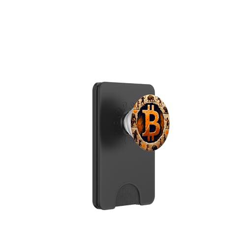 Bitcoin Stone Age - Logotipo antiguo grande PopSockets PopWallet para MagSafe