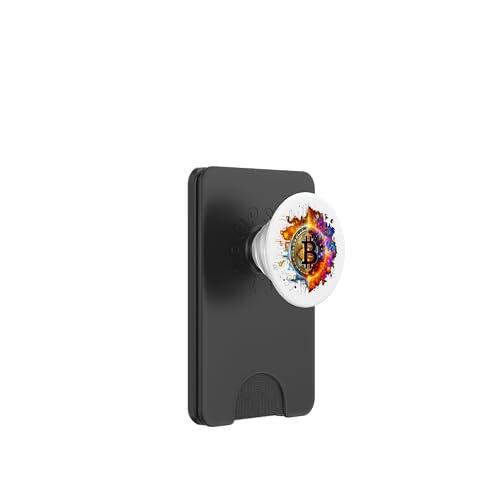 Prisma de logotipo colorido de Bitcoin PopSockets PopWallet para MagSafe