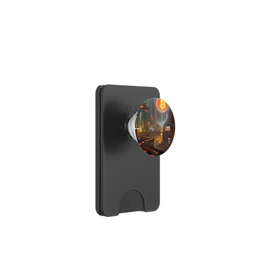 Bitcoin Ciencia Ficción Ciudad Futuro PopSockets PopWallet para MagSafe