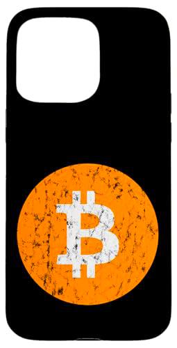 Bitcoin Logo Criptomoneda Criptomoneda Retro Desgastado Carcasa para iPhone 15 Pro Max