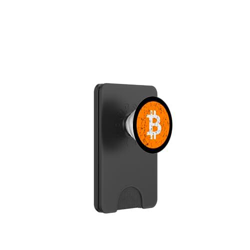 Bitcoin Logo Criptomoneda Criptomoneda Retro Desgastado PopSockets PopWallet para MagSafe