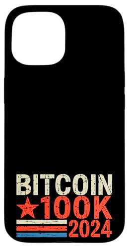 Bitcoin 100K 2024 Inversor en criptomonedas vota por Bitcoin Carcasa para iPhone 15