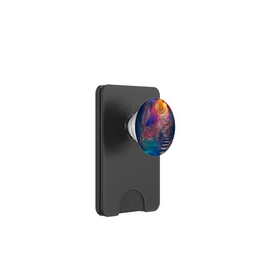 Bitcoin montaña montaña cueva eje senderismo PopSockets PopWallet para MagSafe