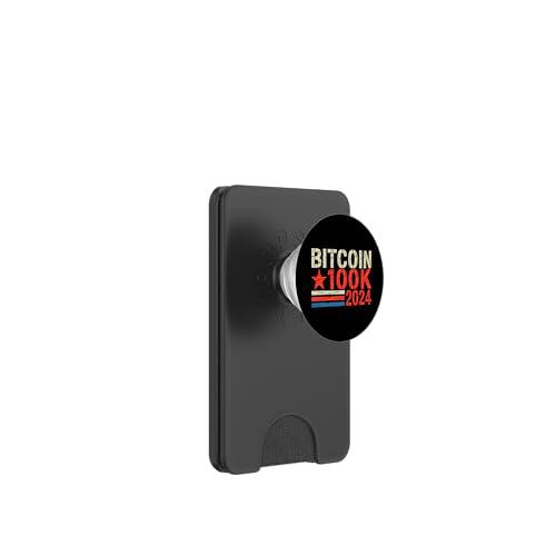 Bitcoin 100K 2024 Inversor en criptomonedas vota por Bitcoin PopSockets PopWallet para MagSafe