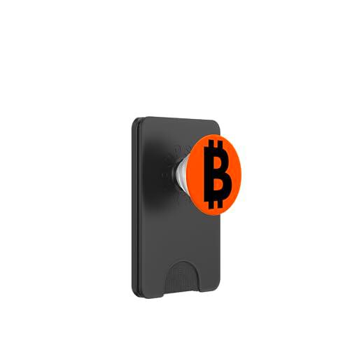 Bitcoin Logo negro naranja grande central PopSockets PopWallet para MagSafe
