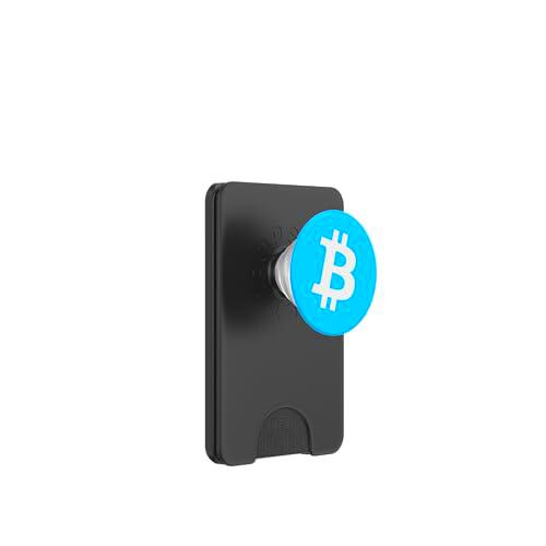 Bitcoin - Símbolo azul claro, color azul claro PopSockets PopWallet para MagSafe