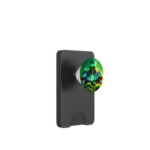 Bitcoin robot máquina verde futuro tecnología PopSockets PopWallet para MagSafe