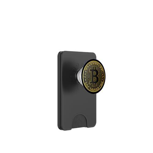 Golden Stylish Bitcoin Tees, Bitcoin Cryptocurrency Graphic PopSockets PopWallet para MagSafe