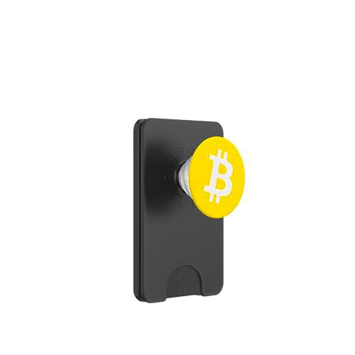 Bitcoin icono amarillo grande centro PopSockets PopWallet para MagSafe