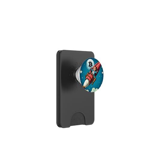 Bitcoin Cohete To The Moon PopSockets PopWallet para MagSafe