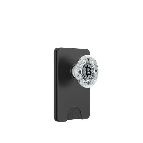 Bitcoin Logo Símbolo Grande Negro Blanco PopSockets PopWallet para MagSafe