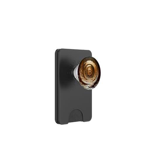 Bitcoin Montaña Piedra Túnel Montaña Roca Pared Logo Signo PopSockets PopWallet para MagSafe