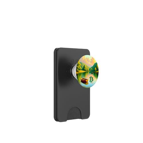 Bitcoin Naturaleza Paisaje Lago Bosque Montañas Imagen Senderismo PopSockets PopWallet para MagSafe