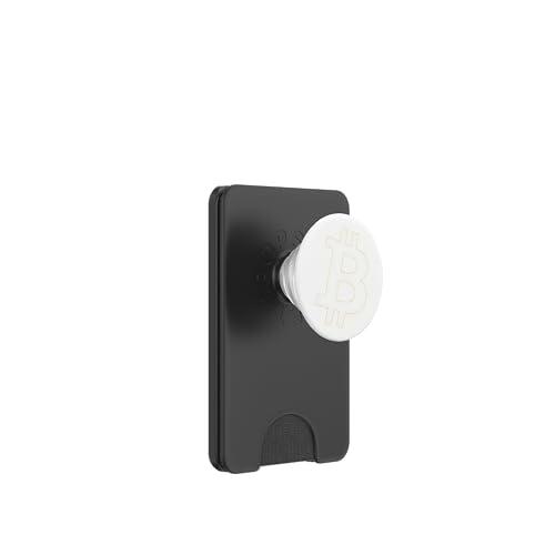 Bitcoin logotipo blanco grande en negrita PopSockets PopWallet para MagSafe