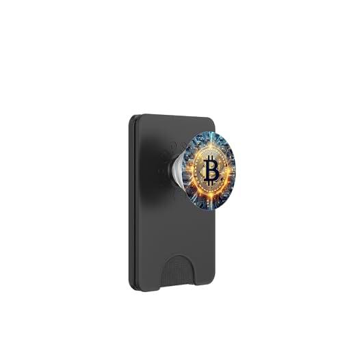 Bitcoin Logo Chip Matemáticas Tecnología Informática Industria PopSockets PopWallet para MagSafe