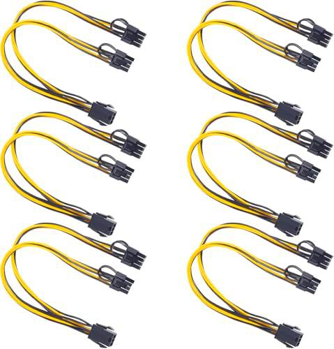 Jesustree Cable Alimentacion Grafica 6 Pines Pci Express a 2 X Pcie 8 (6 + 2) 31cm Pines Cable de Extensión de Alimentación Divisor para Tarjetas Gráficas Servidor de Minería Paquete de 6 Unidades