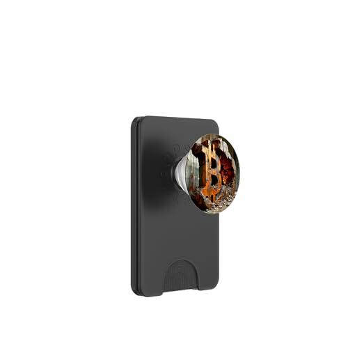 Bitcoin Logo Stone Duro PopSockets PopWallet para MagSafe