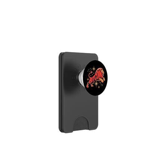 Letrero Retro de Bitcoin con Emblema de león para Amantes de Bitcoin PopSockets PopWallet para MagSafe