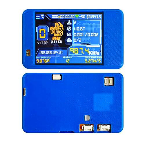 NerdMiner V2 Mining Bitcoin con carcasa azul, APKLVSR BTC Miner con pantalla TFT ESP32 de 2,8"