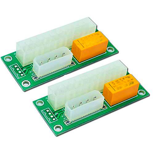 Geroosaty 2 unidades de fuente de alimentación dual PSU Add2Psu ATX de 24 pines a Molex de 4 pines para minero BTC