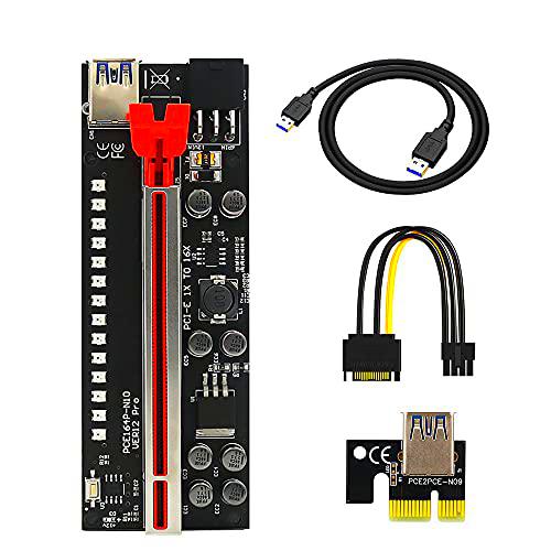 LeHang Nueva extensión gráfica Ver12 Pro PCIE Riser 1x a 16x con LED de Flash Colorido 3528 para Tarjeta adaptadora Riser con tecnología de minería Bitcoin GPU