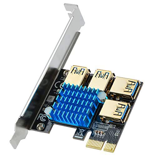 RGB Bunte Lichter Riser & 60 cm USB 3.0-Kabel mit 10 Kondensatoren ACTIMED PCIE Riser Bitcoin Mining Riser Adapterkarte GPU Riser 16x auf 1x 6 Stück 6PIN/MOLEX/SATA 