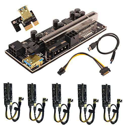 PCIE Riser Express Cable VER010S PLUS PCI-E 1X a 16X adaptador de tarjeta elevador de minería GPU elevadores tarjeta ethereum ETH USB plataforma de minería PCI-E tarjeta adaptadora elevador (1 PCS)