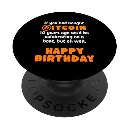 Bitcoin Feliz Cumpleaños Crypto Divertido PopSockets PopGrip Intercambiable