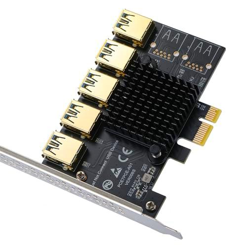 Tarjeta elevadora PCIe 1 a 2 PCI Express 16X, PCI-E 1X a adaptador convertidor USB 3.0 externo con disipador de calor grande